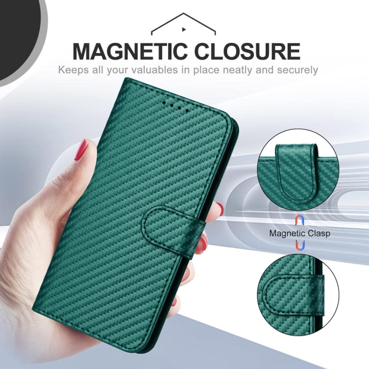 For Huawei Pura 70 Pro / Pura 70 Ultra YX0070 Carbon Fiber Buckle Leather Phone Case with Lanyard(Dark Green) - Huawei Cases by PMC Jewellery | Online Shopping South Africa | PMC Jewellery | Buy Now Pay Later Mobicred