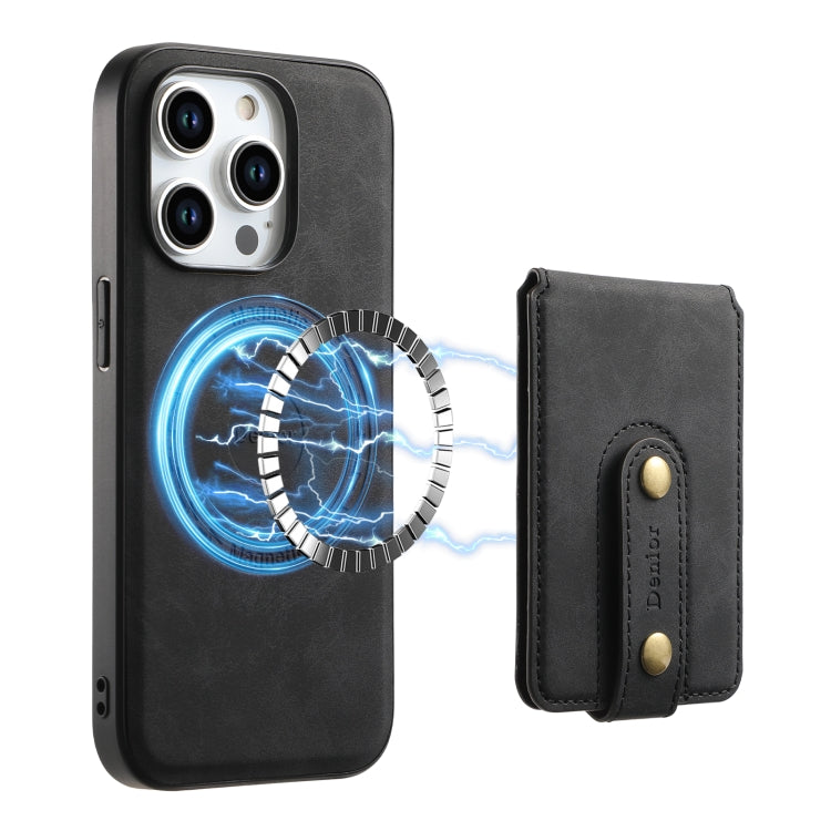 For iPhone 15 Pro Max Denior D14 NK Retro Pattern MagSafe Magnetic Card Holder Leather Phone Case(Black) - iPhone 15 Pro Max Cases by Denior | Online Shopping South Africa | PMC Jewellery | Buy Now Pay Later Mobicred