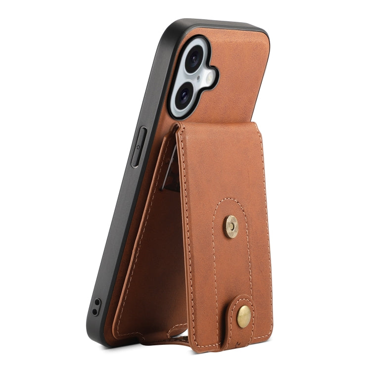 For iPhone 16 Denior D14 NK Retro Pattern MagSafe Magnetic Card Holder Leather Phone Case(Brown) - iPhone 16 Cases by Denior | Online Shopping South Africa | PMC TechLife | Buy Now Pay Later Mobicred