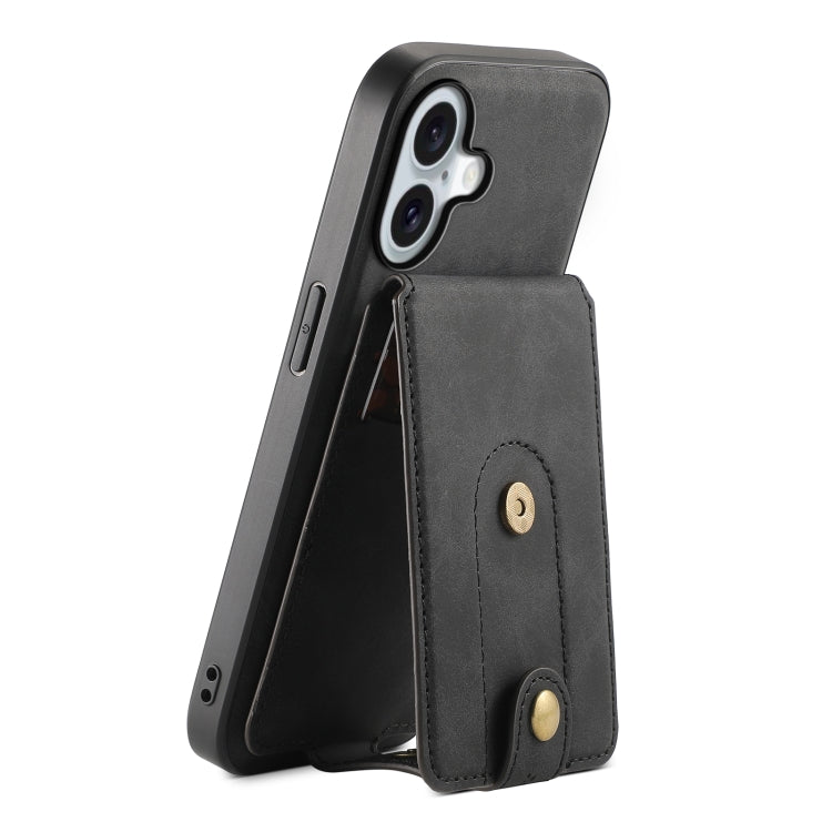 For iPhone 16 Plus Denior D14 NK Retro Pattern MagSafe Magnetic Card Holder Leather Phone Case(Black) - iPhone 16 Plus Cases by Denior | Online Shopping South Africa | PMC Jewellery | Buy Now Pay Later Mobicred