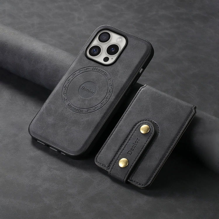 For iPhone 16 Pro Max Denior D14 NK Retro Pattern MagSafe Magnetic Card Holder Leather Phone Case(Black) - free shipping - PMC TechLife - Order now!
