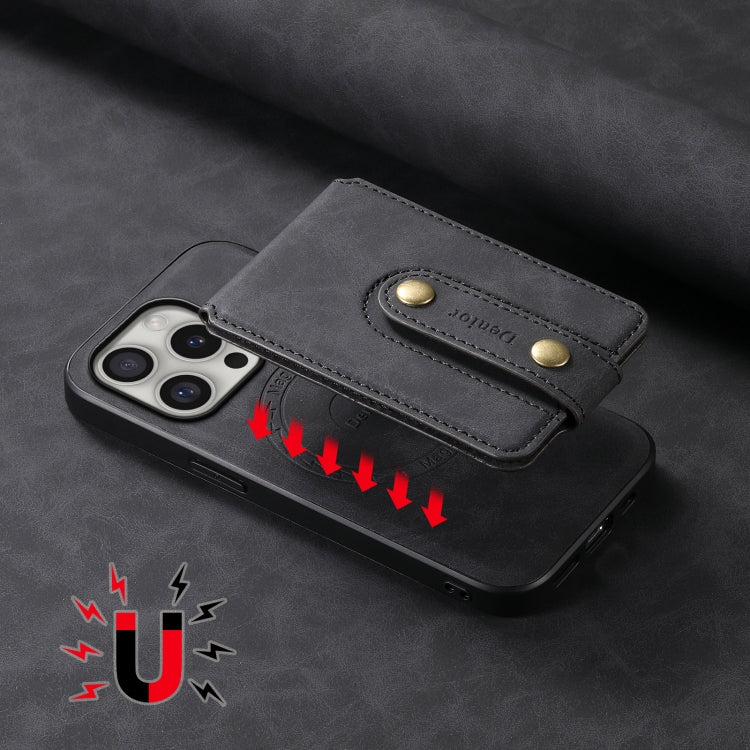 For iPhone 16 Pro Max Denior D14 NK Retro Pattern MagSafe Magnetic Card Holder Leather Phone Case(Black) - iPhone 16 Pro Max Cases by Denior | Online Shopping South Africa | PMC Jewellery | Buy Now Pay Later Mobicred