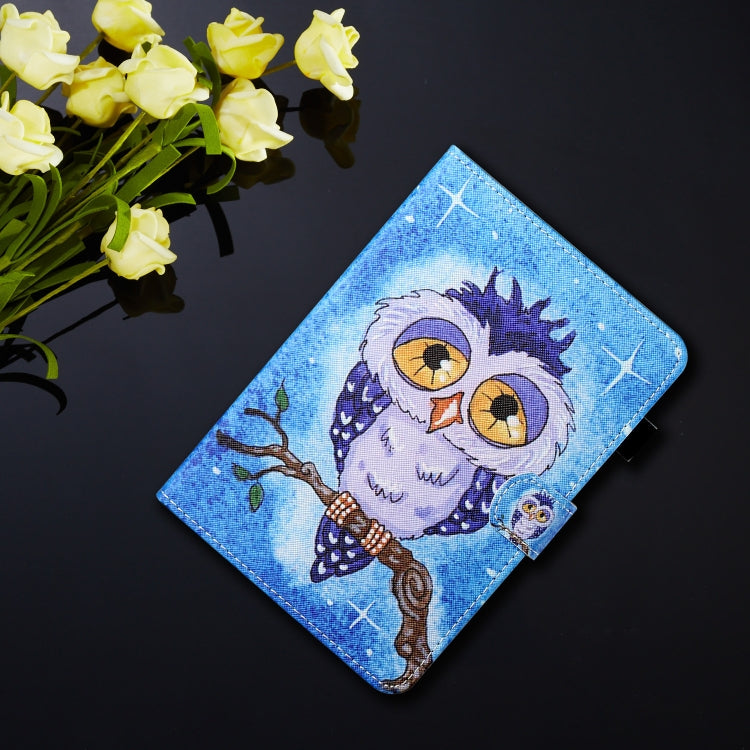 For iPad Pro 11 2024 Coloured Drawing Stitching Smart Leather Tablet Case(Blue Owl) - iPad Pro 11 2024 Cases by PMC TechLife | Online Shopping South Africa | PMC TechLife | Buy Now Pay Later Mobicred