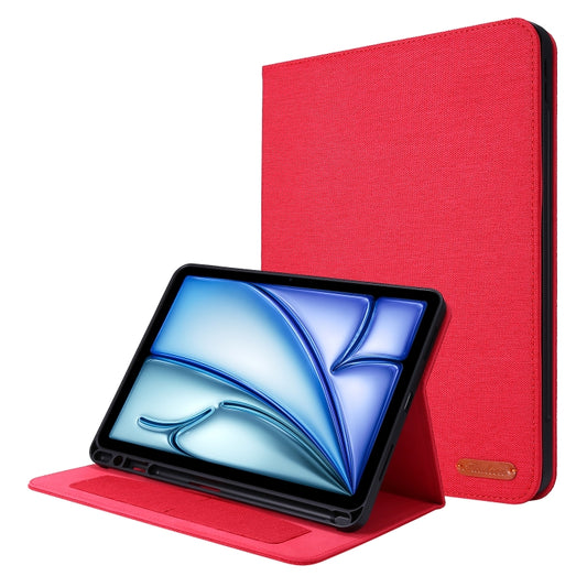 For iPad Air 11 2024 Fabric Leather Tablet Case(Red) - iPad Air 11 2024 Cases by PMC Jewellery | Online Shopping South Africa | PMC Jewellery | Buy Now Pay Later Mobicred