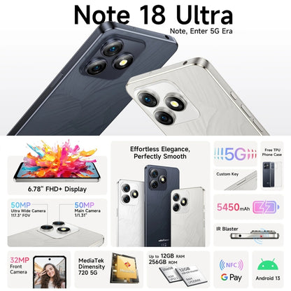 [HK Warehouse] Ulefone Note 18 Ultra, 6GB+256GB, Side Fingerprint, 6.78 inch Android 13 MediaTek Dimensity 720 5G MT6853 Octa Core 2.0GHz, NFC, Network: 5G(Titanium Gray) - Ulefone by Ulefone | Online Shopping South Africa | PMC Jewellery