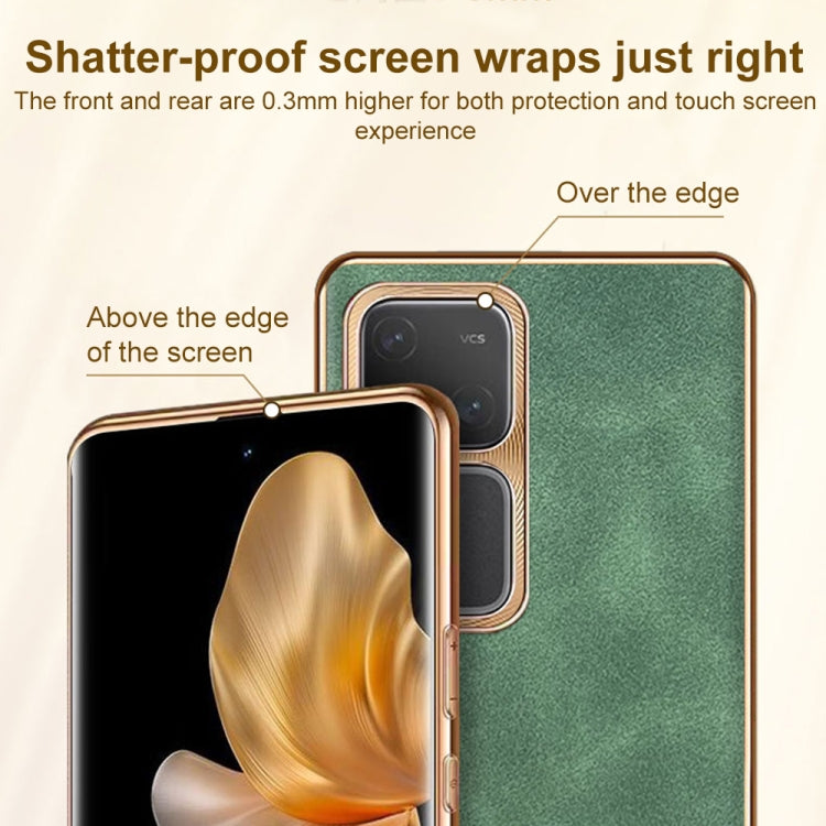 For vivo S18 / S18 Pro Electroplating Lambskin Leather Phone Case(Green) - S18 Cases by PMC TechLife | Online Shopping South Africa | PMC TechLife | Buy Now Pay Later Mobicred