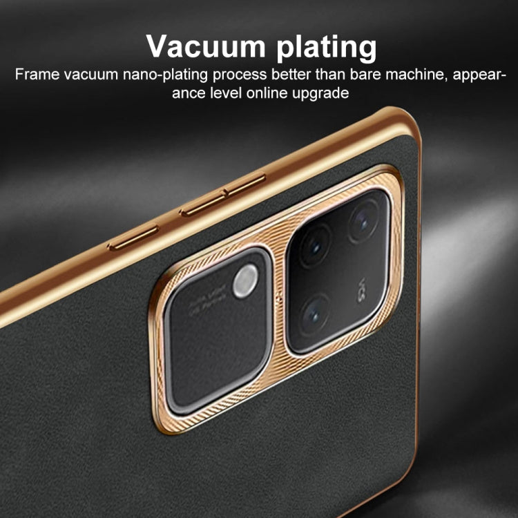 For vivo X80 Electroplating Lambskin Leather Phone Case(Blue) - vivo Cases by PMC TechLife | Online Shopping South Africa | PMC TechLife | Buy Now Pay Later Mobicred