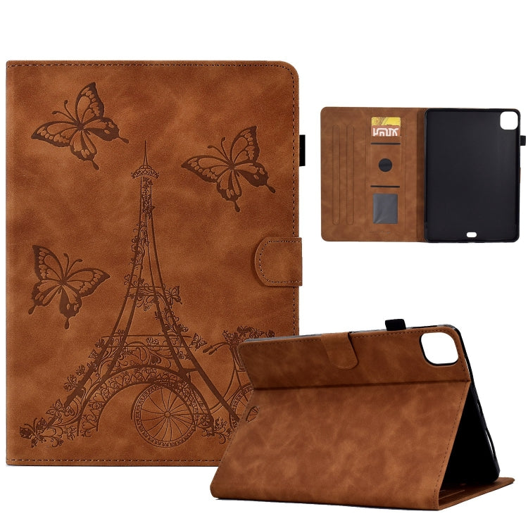 For iPad Pro 11 2024 Tower Embossed Leather Smart Tablet Case(Brown) - iPad Pro 11 2024 Cases by PMC TechLife | Online Shopping South Africa | PMC TechLife | Buy Now Pay Later Mobicred