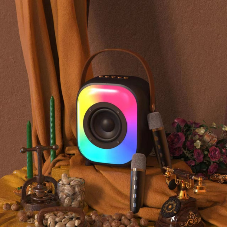 NewRixing NR168W Portable Colorful Bluetooth Speaker Home Dual Mic Karaoke Speaker(Coffee) - free shipping - PMC Jewellery - Order now!