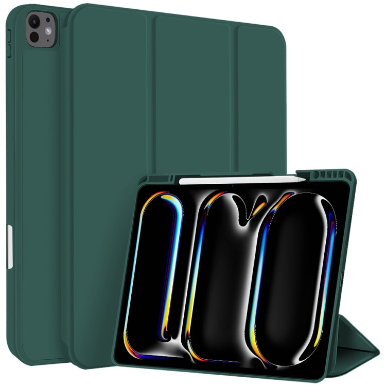 For iPad Pro 13 2024 3-fold TPU Smart Leather Tablet Case with Pen Slot(Dark Green) - iPad Pro 13 2024 Cases by PMC Jewellery | Online Shopping South Africa | PMC Jewellery | Buy Now Pay Later Mobicred