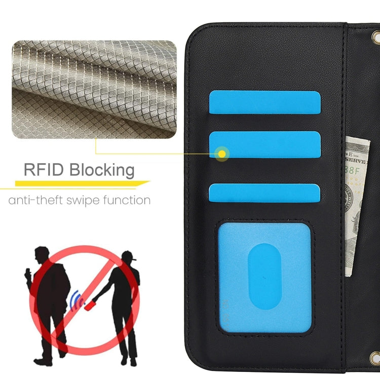 For Google Pixel 8a Crossbody Multifunction Rhombic Leather Phone Case(Black) - Google Cases by PMC TechLife | Online Shopping South Africa | PMC TechLife | Buy Now Pay Later Mobicred