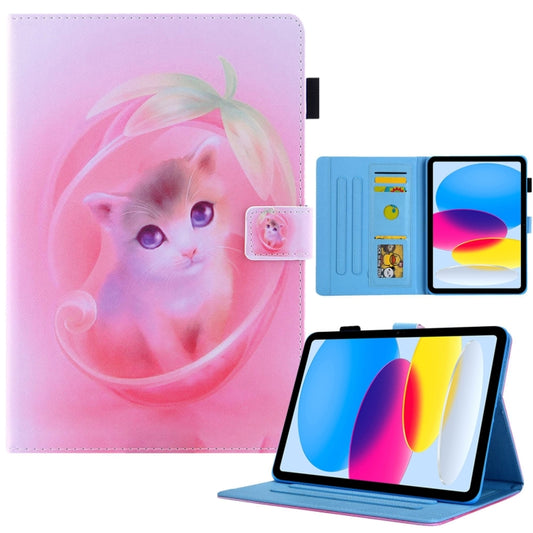 For iPad Pro 11 2024 Colored Drawing Leather Smart Tablet Case(Pink Cat) - iPad Pro 11 2024 Cases by PMC Jewellery | Online Shopping South Africa | PMC Jewellery | Buy Now Pay Later Mobicred