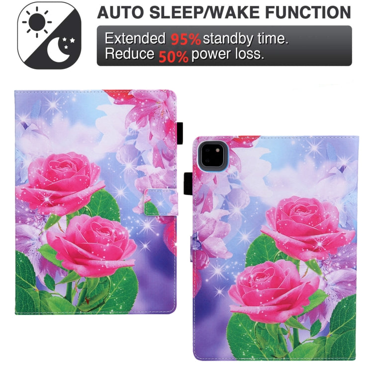 For iPad Pro 11 2024 Colored Drawing Leather Smart Tablet Case(Red Rose) - iPad Pro 11 2024 Cases by PMC TechLife | Online Shopping South Africa | PMC TechLife | Buy Now Pay Later Mobicred