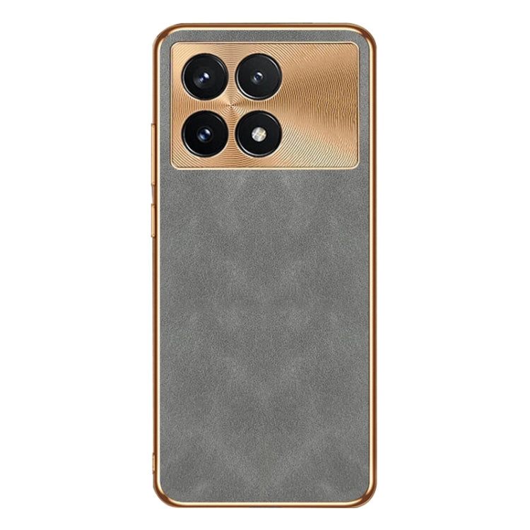 For Xiaomi Redmi K70 Pro Electroplating Lambskin Leather Phone Case(Grey) - K70 Pro Cases by PMC Jewellery | Online Shopping South Africa | PMC Jewellery | Buy Now Pay Later Mobicred