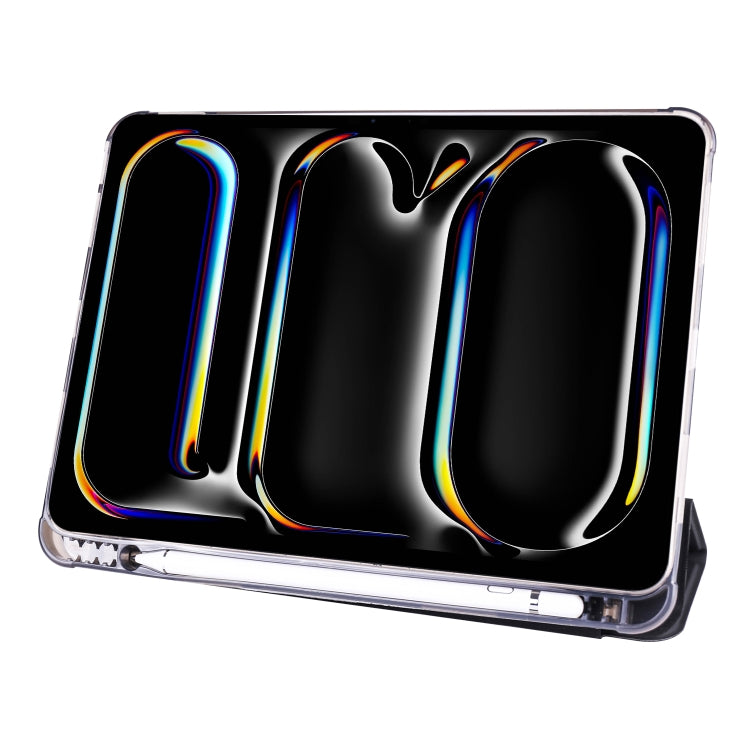 For iPad Pro 11 2024 3-fold TPU Leather Smart Tablet Case with Pen Slot(Black) - iPad Pro 11 2024 Cases by PMC TechLife | Online Shopping South Africa | PMC TechLife | Buy Now Pay Later Mobicred