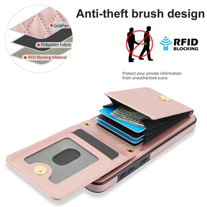 For Samsung Galaxy S24 5G YM015 Crossbody Rhombic Card Bag RFID Phone Case(Rose Gold) - Galaxy S24 5G Cases by PMC Jewellery | Online Shopping South Africa | PMC Jewellery | Buy Now Pay Later Mobicred