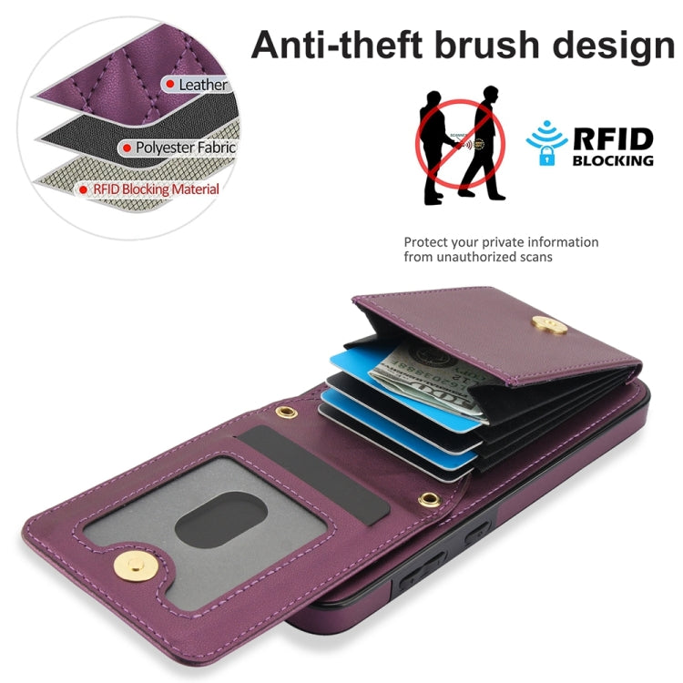 For Samsung Galaxy S24 5G YM015 Crossbody Rhombic Card Bag RFID Phone Case(Dark Purple) - Galaxy S24 5G Cases by PMC Jewellery | Online Shopping South Africa | PMC Jewellery | Buy Now Pay Later Mobicred