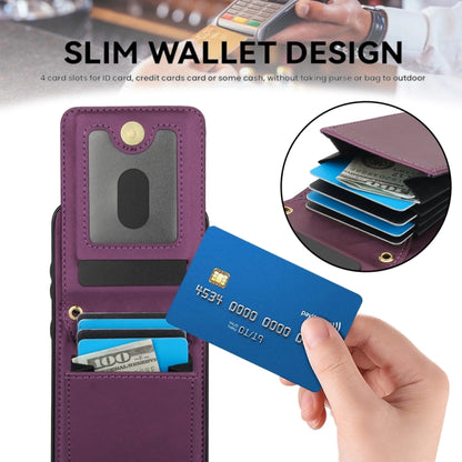 For Samsung Galaxy S24 5G YM015 Crossbody Rhombic Card Bag RFID Phone Case(Dark Purple) - Galaxy S24 5G Cases by PMC Jewellery | Online Shopping South Africa | PMC Jewellery | Buy Now Pay Later Mobicred