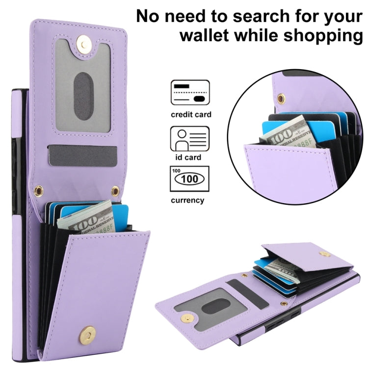 For Samsung Galaxy S24 Ultra 5G YM015 Crossbody Rhombic Card Bag RFID Phone Case(Light Purple) - Galaxy S24 Ultra 5G Cases by PMC Jewellery | Online Shopping South Africa | PMC Jewellery | Buy Now Pay Later Mobicred