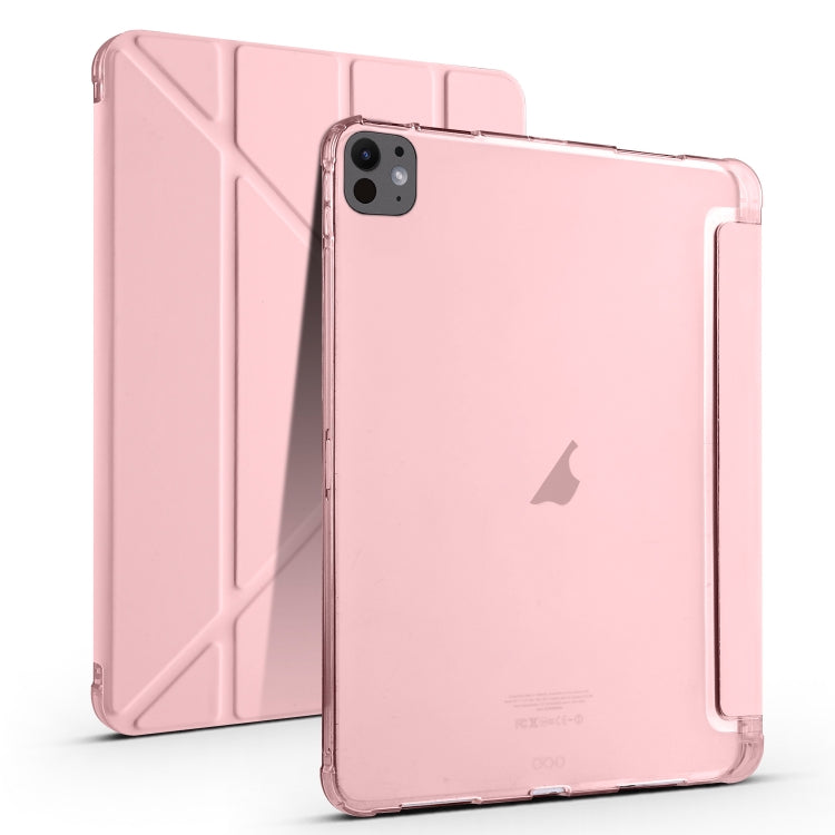 For iPad Pro 11 2024 Multi-folding TPU Leather Smart Tablet Case with Pen Slot(Pink) - iPad Pro 11 2024 Cases by PMC Jewellery | Online Shopping South Africa | PMC Jewellery | Buy Now Pay Later Mobicred