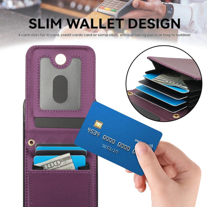 For iPhone 16 Pro YM015 Crossbody Rhombic Card Bag RFID Phone Case(Dark Purple) - iPhone 16 Pro Cases by PMC Jewellery | Online Shopping South Africa | PMC Jewellery | Buy Now Pay Later Mobicred