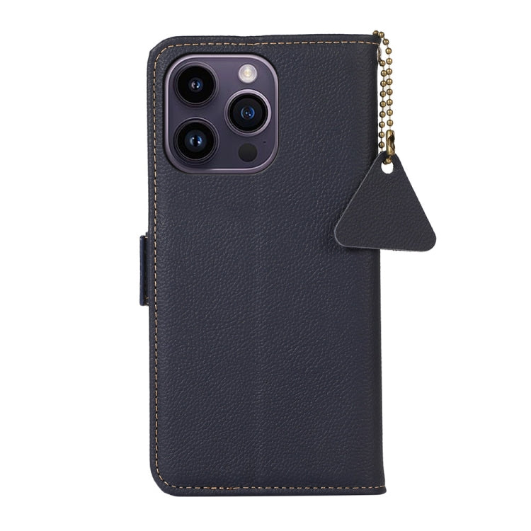 For iPhone 16 Pro Side-Magnetic TJ Genuine Leather RFID Phone Case(Blue) - iPhone 16 Pro Cases by PMC TechLife | Online Shopping South Africa | PMC TechLife | Buy Now Pay Later Mobicred