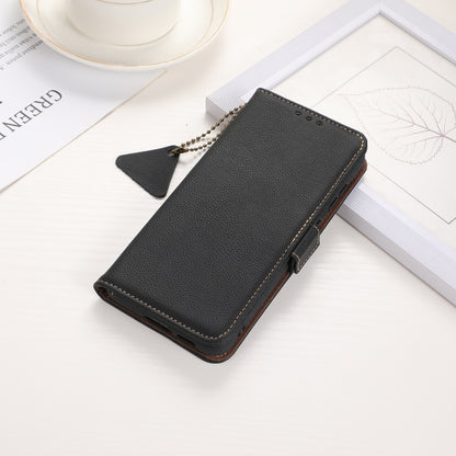 For iPhone 16 Side-Magnetic TJ Genuine Leather RFID Phone Case(Black) - iPhone 16 Cases by PMC Jewellery | Online Shopping South Africa | PMC Jewellery | Buy Now Pay Later Mobicred