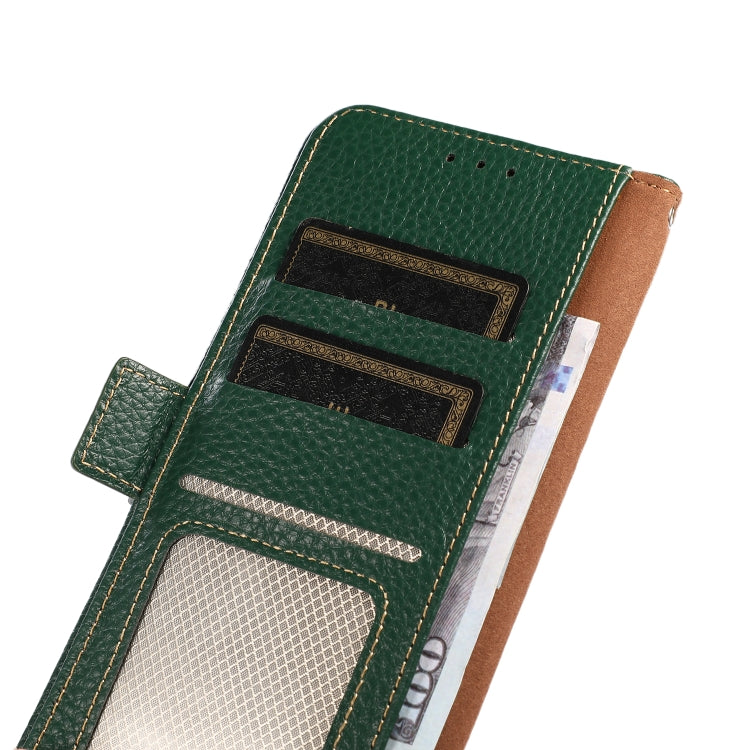For iPhone 16 Pro KHAZNEH Side-Magnetic Litchi Genuine Leather RFID Case(Green) - iPhone 16 Pro Cases by PMC TechLife | Online Shopping South Africa | PMC TechLife | Buy Now Pay Later Mobicred