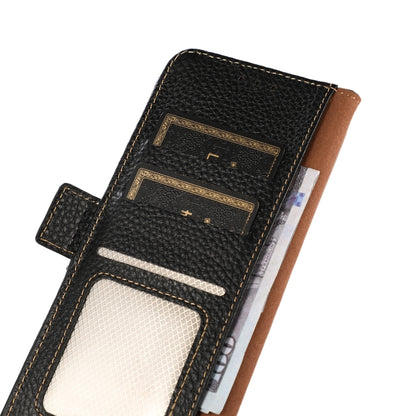 For iPhone 16 KHAZNEH Side-Magnetic Litchi Genuine Leather RFID Case(Black) - iPhone 16 Cases by PMC Jewellery | Online Shopping South Africa | PMC Jewellery | Buy Now Pay Later Mobicred