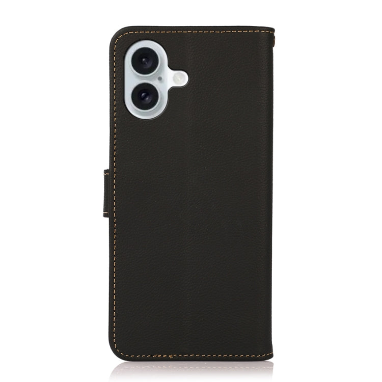 For iPhone 16 KHAZNEH Custer Genuine Leather RFID Phone Case(Black) - iPhone 16 Cases by PMC Jewellery | Online Shopping South Africa | PMC Jewellery | Buy Now Pay Later Mobicred