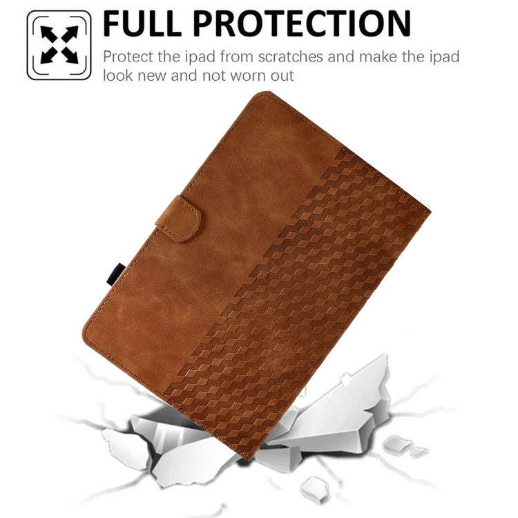 For iPad Pro 11 2024 Rhombus Embossed Leather Tablet Case(Brown) - iPad Pro 11 2024 Cases by PMC Jewellery | Online Shopping South Africa | PMC Jewellery | Buy Now Pay Later Mobicred