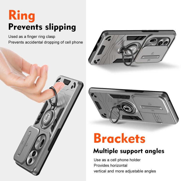 For OPPO Reno11 Pro Global Camshield Ring Holder Phone Case(Grey) - Reno11 Pro Cases by PMC Jewellery | Online Shopping South Africa | PMC Jewellery | Buy Now Pay Later Mobicred