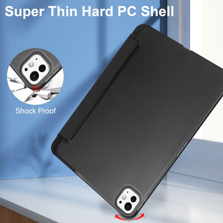 For iPad Pro 11 2024 3-fold Semi-transparent Frosted Smart Leather Tablet Case(Black) - iPad Pro 11 2024 Cases by PMC TechLife | Online Shopping South Africa | PMC TechLife | Buy Now Pay Later Mobicred