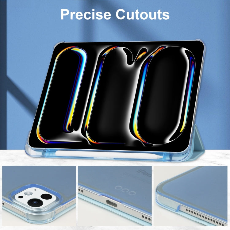 For iPad Pro 13 2024 3-fold Semi-transparent Frosted Smart Leather Tablet Case(Sky Blue) - iPad Pro 13 2024 Cases by PMC TechLife | Online Shopping South Africa | PMC TechLife | Buy Now Pay Later Mobicred