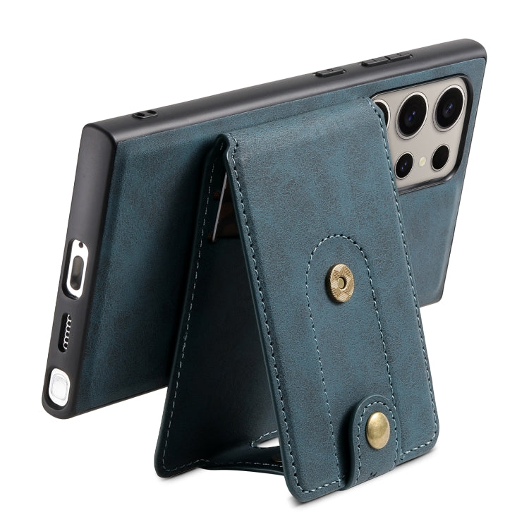 For Samsung Galaxy S24 Ultra 5G Denior D14 NK Retro Pattern MagSafe Magnetic Card Holder Leather Phone Case(Blue) - Galaxy S24 Ultra 5G Cases by Denior | Online Shopping South Africa | PMC Jewellery | Buy Now Pay Later Mobicred