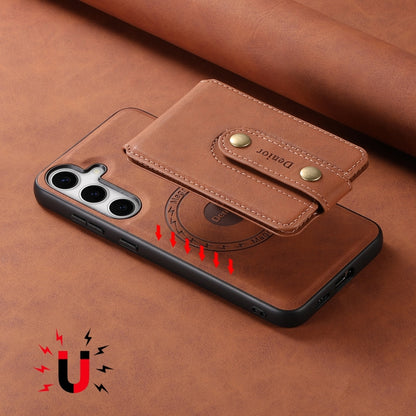 For Samsung Galaxy S24 5G Denior D14 NK Retro Pattern MagSafe Magnetic Card Holder Leather Phone Case(Brown) - Galaxy S24 5G Cases by Denior | Online Shopping South Africa | PMC Jewellery | Buy Now Pay Later Mobicred