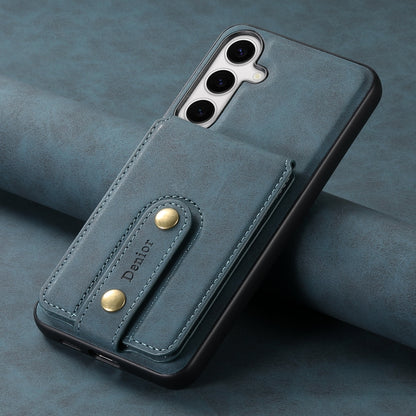 For Samsung Galaxy S24 5G Denior D14 NK Retro Pattern MagSafe Magnetic Card Holder Leather Phone Case(Blue) - Galaxy S24 5G Cases by Denior | Online Shopping South Africa | PMC Jewellery | Buy Now Pay Later Mobicred