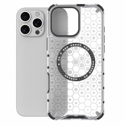 For iPhone 16 Pro Max Honeycomb Magnetic Ring Shockproof Phone Case(White) - iPhone 16 Pro Max Cases by PMC Jewellery | Online Shopping South Africa | PMC Jewellery | Buy Now Pay Later Mobicred