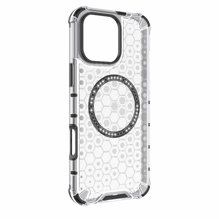 For iPhone 16 Pro Max Honeycomb Magnetic Ring Shockproof Phone Case(White) - iPhone 16 Pro Max Cases by PMC Jewellery | Online Shopping South Africa | PMC Jewellery | Buy Now Pay Later Mobicred