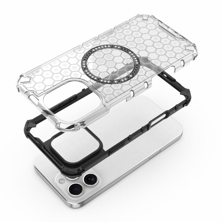 For iPhone 16 Pro Max Honeycomb Magnetic Ring Shockproof Phone Case(White) - iPhone 16 Pro Max Cases by PMC Jewellery | Online Shopping South Africa | PMC Jewellery | Buy Now Pay Later Mobicred