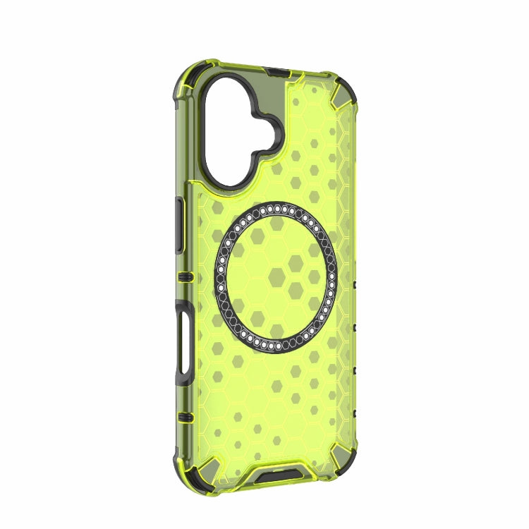 For iPhone 16 Honeycomb Magnetic Ring Shockproof Phone Case(Green) - free shipping - PMC TechLife - Order now!