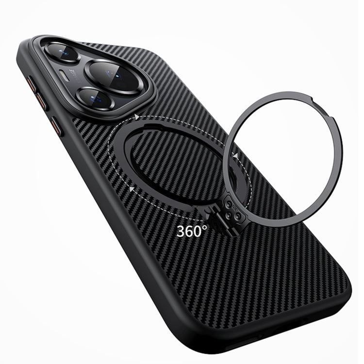 For Huawei Pura 70 Double Ring MagSafe Holder Carbon Fibre Phone Case(Silver) - Huawei Cases by PMC Jewellery | Online Shopping South Africa | PMC Jewellery | Buy Now Pay Later Mobicred