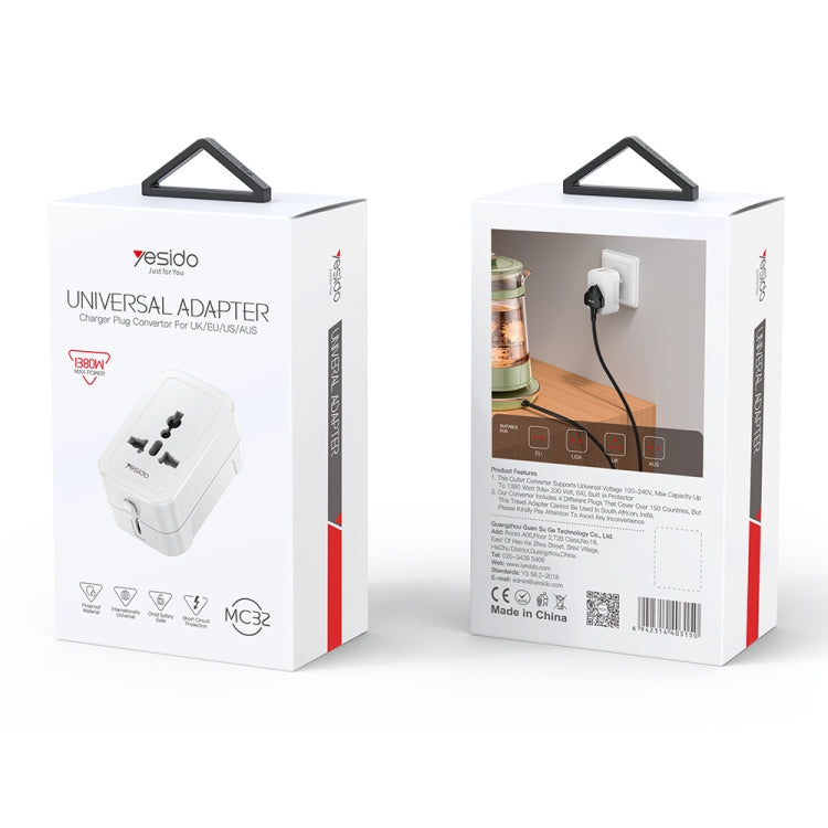 Yesido MC32 Global Universal Plug Adapter(White) - Multifunction Charger by Yesido | Online Shopping South Africa | PMC Jewellery | Buy Now Pay Later Mobicred