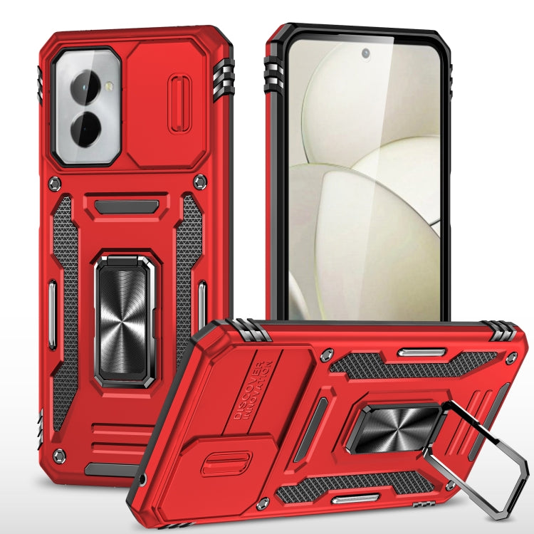 For Motorola Moto G Power 2024 Armor PC + TPU Camera Shield Phone Case(Red) - Motorola Cases by PMC Jewellery | Online Shopping South Africa | PMC Jewellery | Buy Now Pay Later Mobicred