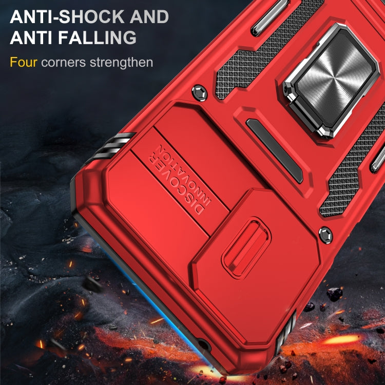 For Motorola Moto G Power 2024 Armor PC + TPU Camera Shield Phone Case(Red) - Motorola Cases by PMC Jewellery | Online Shopping South Africa | PMC Jewellery | Buy Now Pay Later Mobicred