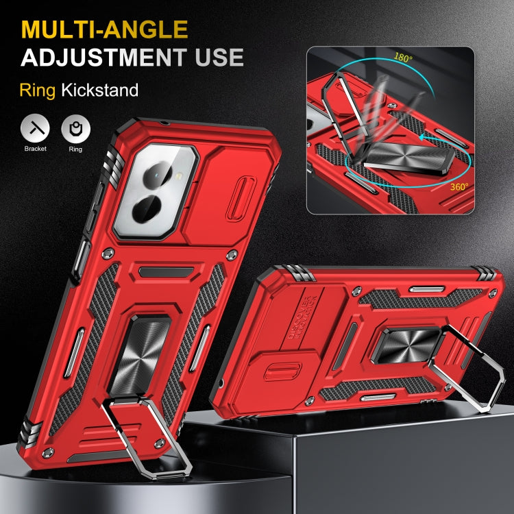 For Motorola Moto G Power 2024 Armor PC + TPU Camera Shield Phone Case(Red) - Motorola Cases by PMC Jewellery | Online Shopping South Africa | PMC Jewellery | Buy Now Pay Later Mobicred