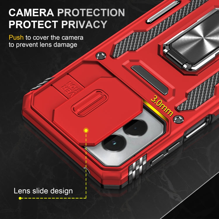 For Motorola Moto G Power 2024 Armor PC + TPU Camera Shield Phone Case(Red) - Motorola Cases by PMC Jewellery | Online Shopping South Africa | PMC Jewellery | Buy Now Pay Later Mobicred