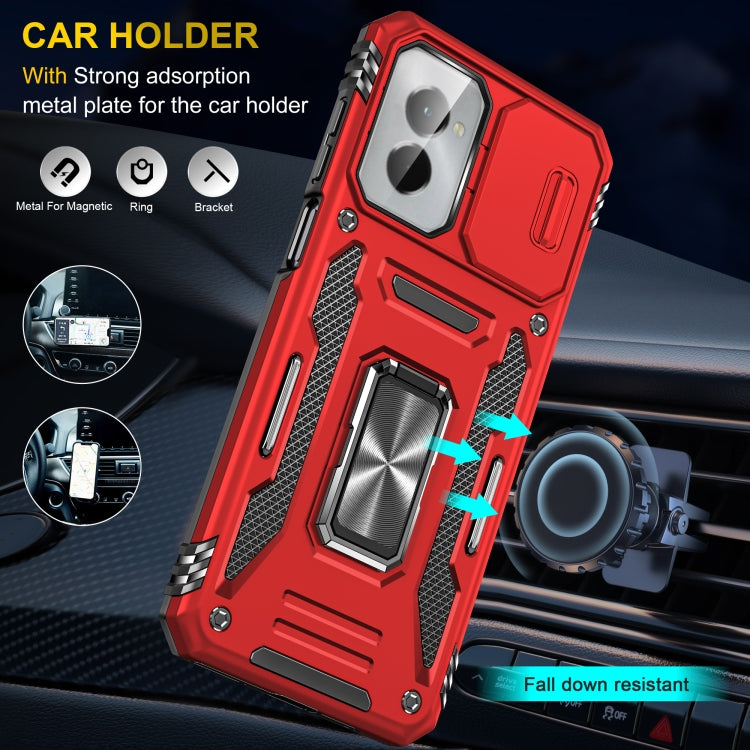 For Motorola Moto G Power 2024 Armor PC + TPU Camera Shield Phone Case(Red) - Motorola Cases by PMC Jewellery | Online Shopping South Africa | PMC Jewellery | Buy Now Pay Later Mobicred