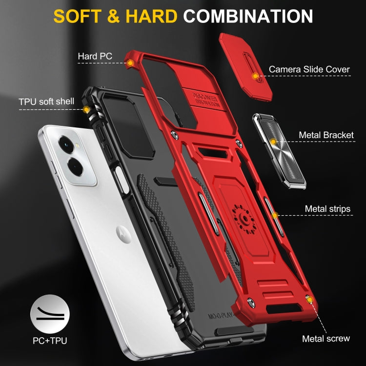For Motorola Moto G Power 2024 Armor PC + TPU Camera Shield Phone Case(Red) - Motorola Cases by PMC Jewellery | Online Shopping South Africa | PMC Jewellery | Buy Now Pay Later Mobicred