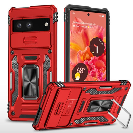 For Google Pixel 9/9 Pro Armor PC + TPU Camera Shield Phone Case(Red) - Google Cases by PMC Jewellery | Online Shopping South Africa | PMC Jewellery | Buy Now Pay Later Mobicred